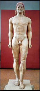 Anavysos Kouros, pohřební socha Kroisos asi 530-520 př. n. l. (mramor)